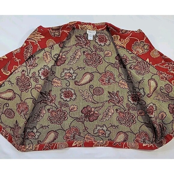 Coldwater Creek Red Fall Tapestry Floral Jacket Blazer Womens Size Petite XL USA - Picture 6 of 11